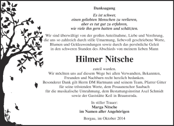 Traueranzeige von Hilmer Nitsche von WVG - Wochenspiegel NMB / WSF / ZTZ