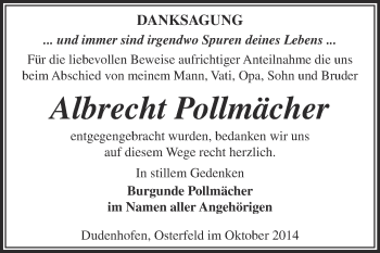 Traueranzeige von Albrecht Pollmächer von Super Sonntag Zeitz