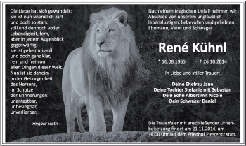 Traueranzeige von Rene Kühnl von Super Sonntag Wittenberg
