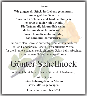 Traueranzeige von Günter Schellnock von Super Sonntag Merseburg