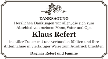 Traueranzeige von Klaus Refert von Super Sonntag Aschersleben