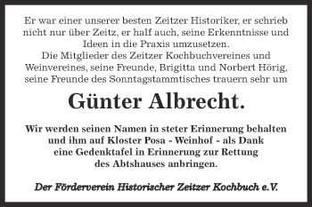 Traueranzeige von Günter Albrecht von Super Sonntag Zeitz
