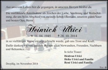 Traueranzeige von Heinrich Ulrici von Super Sonntag Zeitz