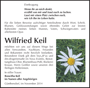 Traueranzeige von Wilfried Keil von Mitteldeutsche Zeitung