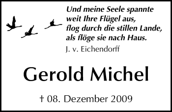 Traueranzeige von Gerold Michel von Mitteldeutsche Zeitung Köthen