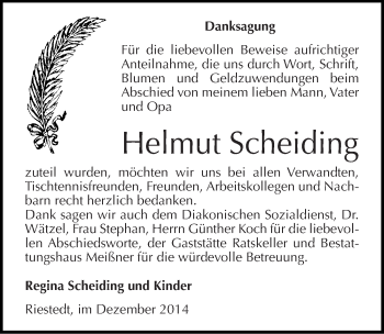Traueranzeige von Helmut Scheiding von Mitteldeutsche Zeitung