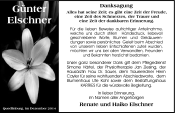 Traueranzeige von Günter Elschner von Mitteldeutsche Zeitung
