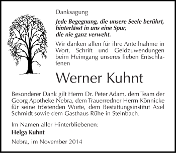 Traueranzeige von Werner Kuhnt von Mitteldeutsche Zeitung Naumburg/Nebra