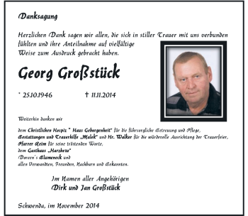 Traueranzeige von Georg Großstück von Mitteldeutsche Zeitung