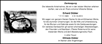 Traueranzeige von Erhard Dübler von Mitteldeutsche Zeitung Merseburg/Querfurt