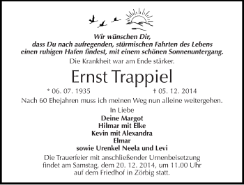 Traueranzeige von Ernst Trappiel von Mitteldeutsche Zeitung Bitterfeld