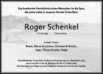 Traueranzeige von Roger Schenkel von Mitteldeutsche Zeitung Halle/Saalkreis