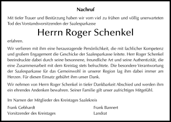 Traueranzeige von Roger Schenkel von Mitteldeutsche Zeitung