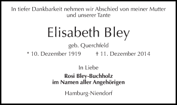 Traueranzeige von Elisabeth Bley von Mitteldeutsche Zeitung Naumburg/Nebra