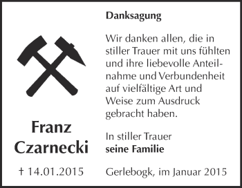 Traueranzeige von Maria Seniak von Mitteldeutsche Zeitung Mansfelder Land