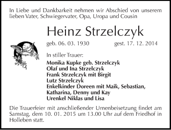 Traueranzeige von Heinz Strzelczyk von Mitteldeutsche Zeitung Halle/Saalkreis