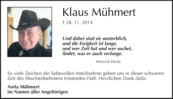 Traueranzeige von Klaus Mühmert von Mitteldeutsche Zeitung Naumburg/Nebra