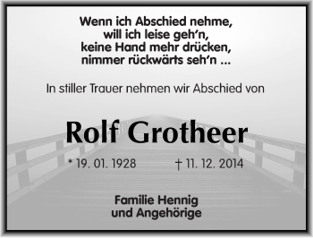 Traueranzeige von Rolf Grotheer von Mitteldeutsche Zeitung Bitterfeld