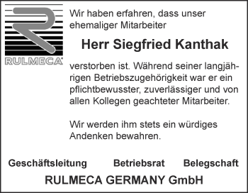 Traueranzeige von Siegfried Kanthak von Super Sonntag Aschersleben
