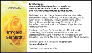 Traueranzeige von Irmgard Gerhardt von Super Sonntag Aschersleben
