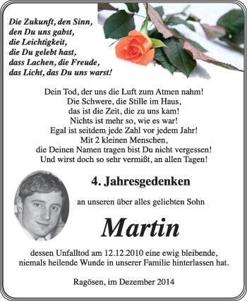 Traueranzeige von Martin  von Super Sonntag Wittenberg