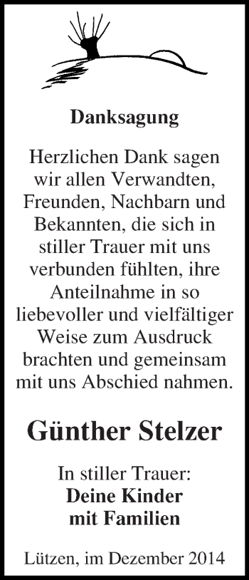 Traueranzeige von Günther Stelzer von Super Sonntag Merseburg
