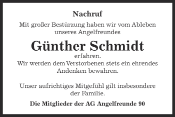 Traueranzeige von Günther Schmidt von Super Sonntag Bernburg