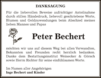 Traueranzeige von Peter  Bechert von Super Sonntag Bernburg