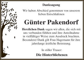 Traueranzeige von Günter Pakendorf von WVG - Wochenspiegel Dessau / Köthen