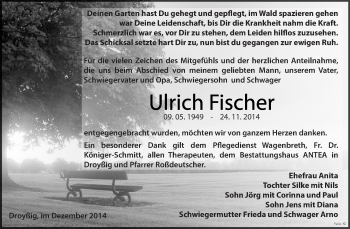 Traueranzeige von Ulrich Fischer von Super Sonntag Zeitz