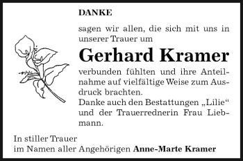 Traueranzeige von Gerhard Kramer von WVG - Wochenspiegel Dessau / Köthen