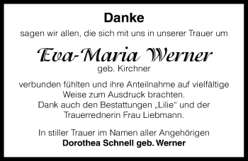 Traueranzeige von Eva-Maria Werner von Mitteldeutsche Zeitung Dessau-Roßlau
