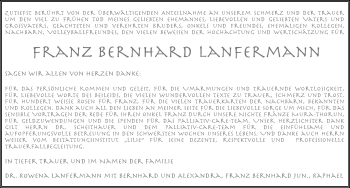 Traueranzeige von Franz Bernhard Lanfermann von Mitteldeutsche Zeitung Dessau-Roßlau