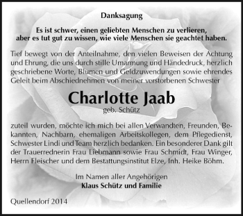 Traueranzeige von Charlotte Jaab von WVG - Wochenspiegel Dessau / Köthen