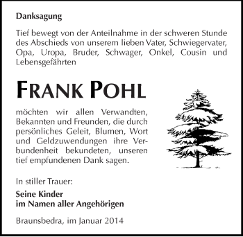Traueranzeige von Frank Pohl von Mitteldeutsche Zeitung Merseburg/Querfurt