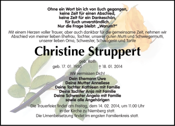 Traueranzeige von Christine Struppert von Mitteldeutsche Zeitung Halle/Saalkreis