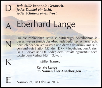 Traueranzeige von Eberhard Lange von Mitteldeutsche Zeitung Naumburg/Nebra