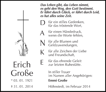 Traueranzeige von Erich Große von Mitteldeutsche Zeitung