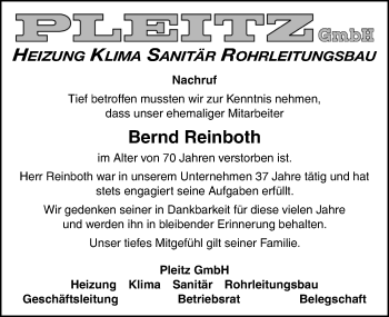 Traueranzeige von Bernd Reinboth von Mitteldeutsche Zeitung Naumburg/Nebra
