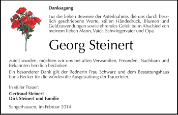 Traueranzeige von Georg Steinert von Mitteldeutsche Zeitung Sangerhausen