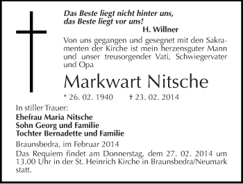 Traueranzeige von Markwart Nitsche von Mitteldeutsche Zeitung Merseburg/Querfurt
