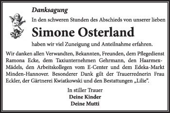 Traueranzeige von Simone Osterland von Super Sonntag Dessau / Köthen