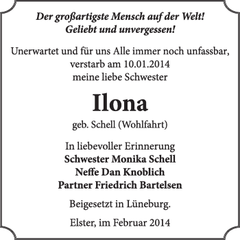 Traueranzeige von Ilona  von Super Sonntag Wittenberg