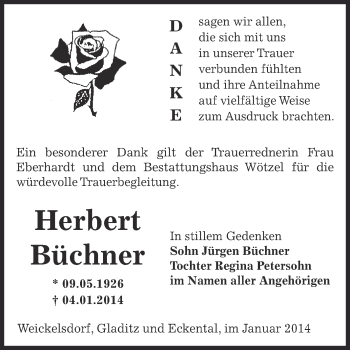 Traueranzeige von Herbert Herbert von Super Sonntag Zeitz
