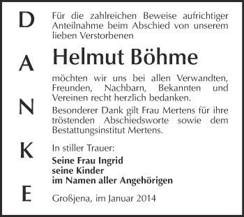Traueranzeige von Helmut Böhme von WVG - Wochenspiegel NMB / WSF / ZTZ