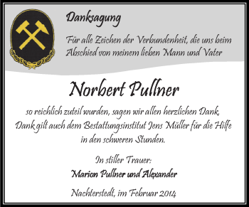 Traueranzeige von Norbert Puffner von Super Sonntag Aschersleben