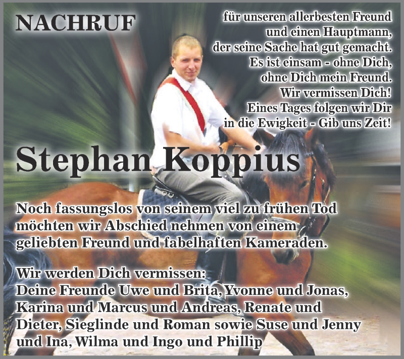  Traueranzeige für Stephan Koppius vom 19.02.2014 aus WVG - Wochenspiegel Dessau / Köthen