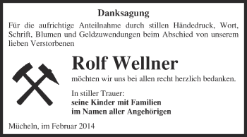 Traueranzeige von Rolf Wellner von WVG - Wochenspiegel Merseburg