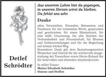 Traueranzeige von Detlef Schrödter von Super Sonntag Bernburg