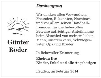 Traueranzeige von Günter Röder von WVG - Wochenspiegel Bitterfeld